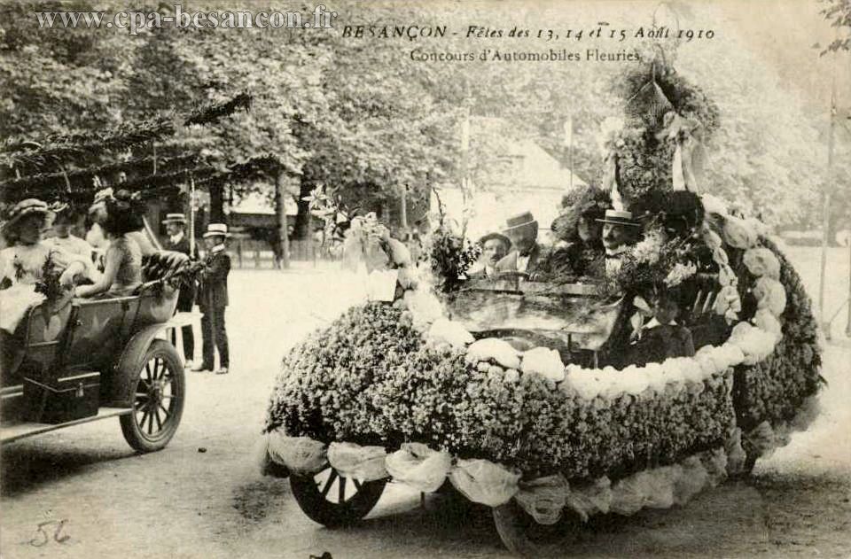 BESANÇON - Fêtes des 13, 14 et 15 Août 1910 - Concours d'Automobiles Fleuries